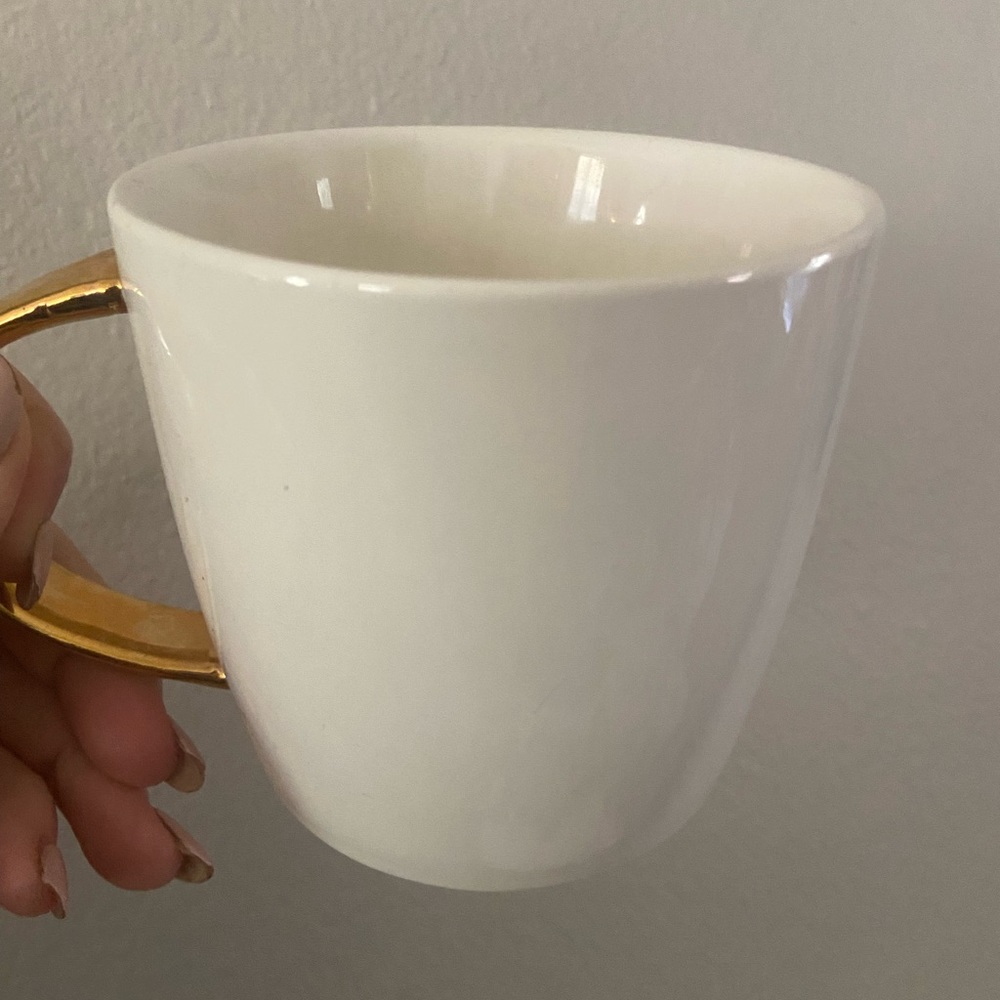 Coffee and Mascara Quote White Gold Ceramic Mug - Picture 4 of 4